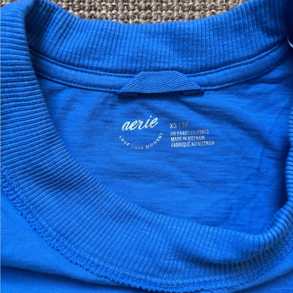 Aerie Blue Long Sleeve Boyfriend Tee Size XS - Picture 2 of 7